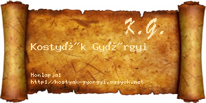 Kostyák Györgyi névjegykártya